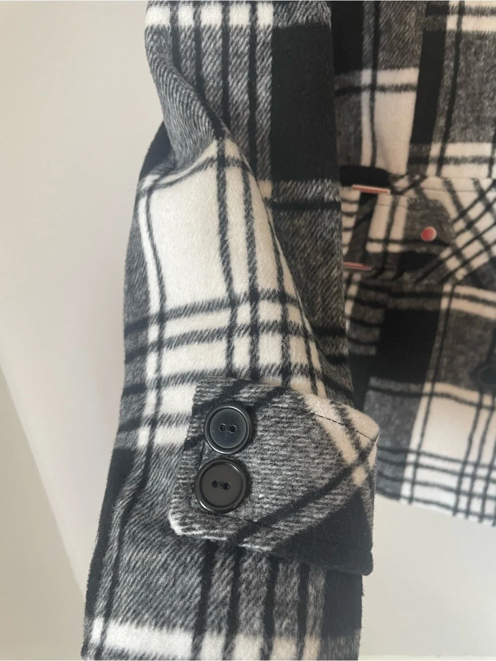 Iz Byer Girl’s Black and White Plaid Pea Coat